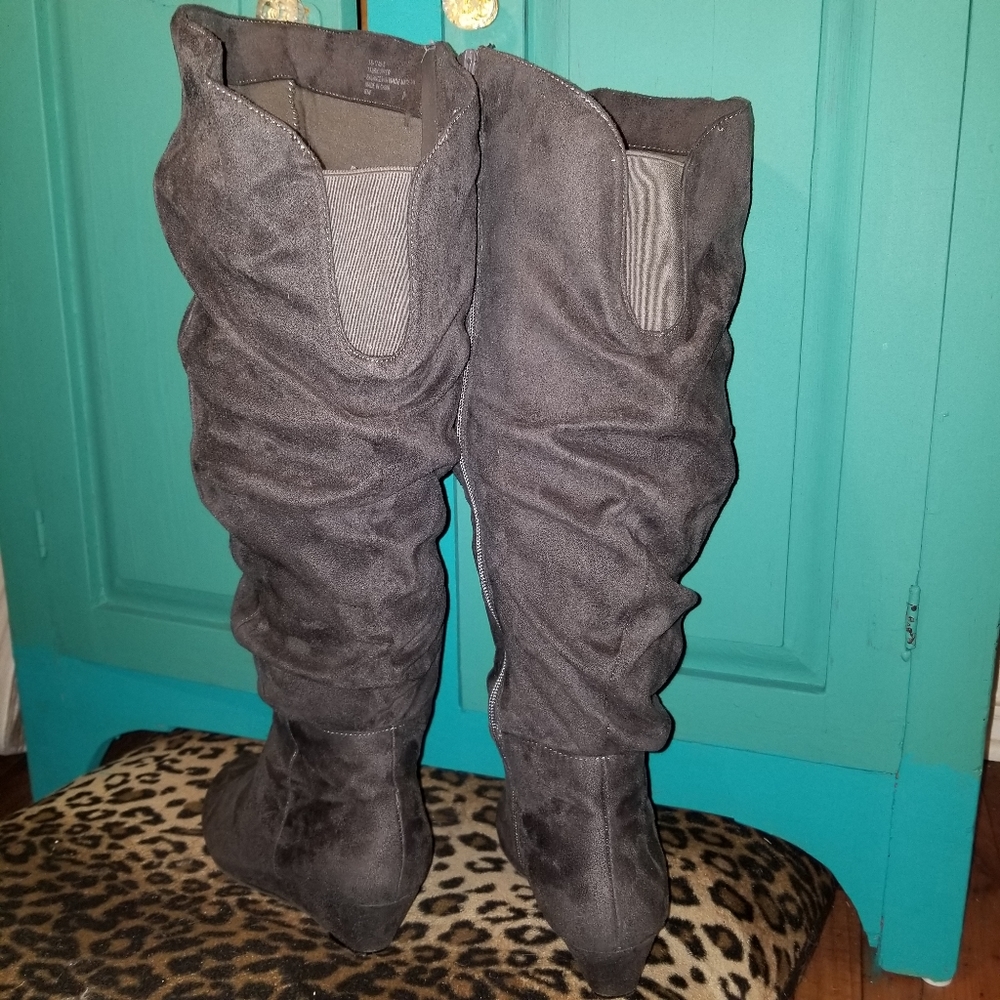 Comfortview gray slouch overknee boots wildcalf 8m - Picture 3 of 8